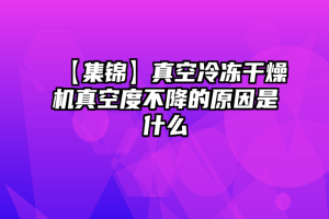 【集锦】真空冷冻干燥机真空度不降的原因是什么