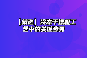 【精选】冷冻干燥机工艺中的关键步骤