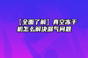 【全面了解】真空冻干机怎么解决漏气问题